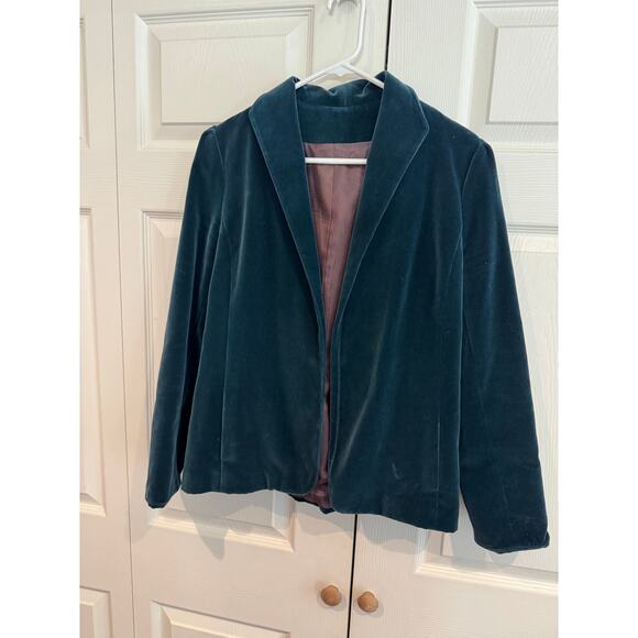 Vintage Kirkland Hall Velvet Blazer – Dark Teal – 1970s/80s Classic - Picture 1 of 7
